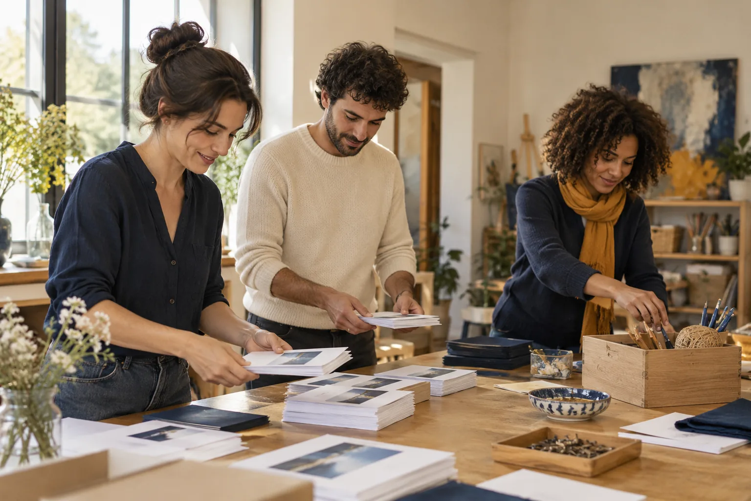 Illustration IA : préparation d’un atelier collectif par des bénévoles