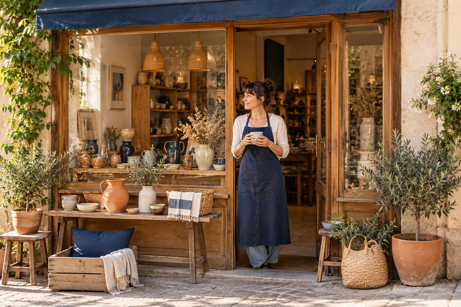 Illustration IA : vitrine d’un commerce de proximité fictif