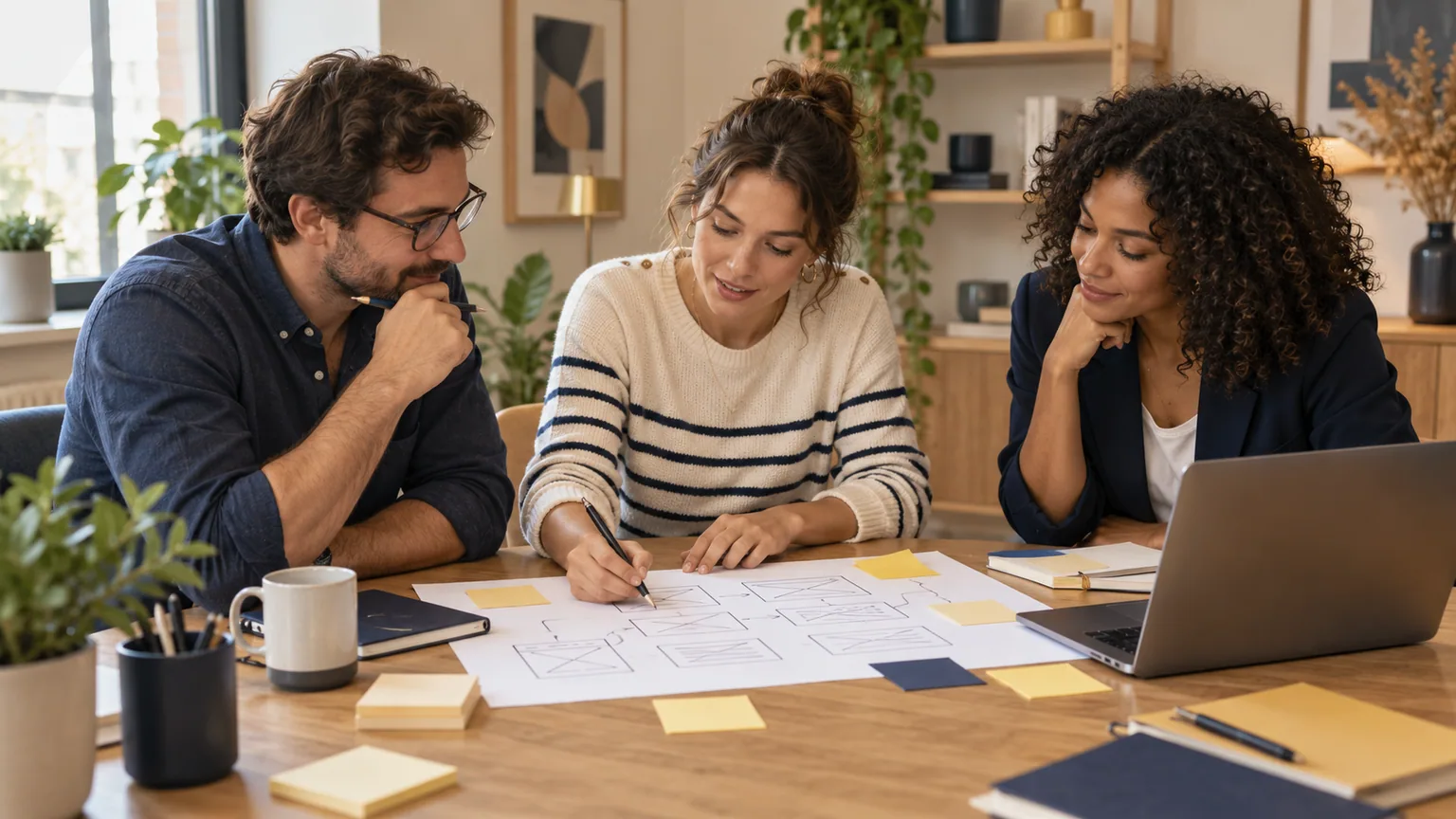 Une petite équipe organise les étapes et responsabilités d’un projet web