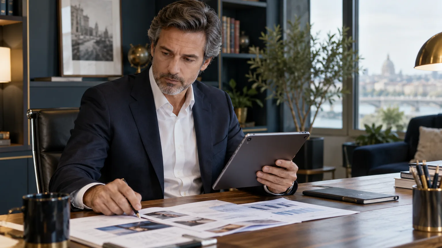 Un responsable consulte un guide et ses documents de travail