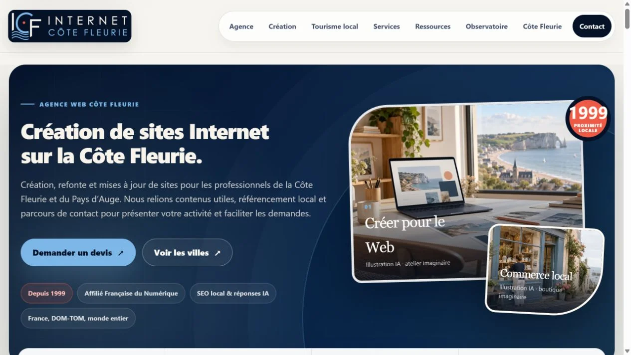 Capture de la page d’accueil de Internet Côte Fleurie du 9 octobre 2026