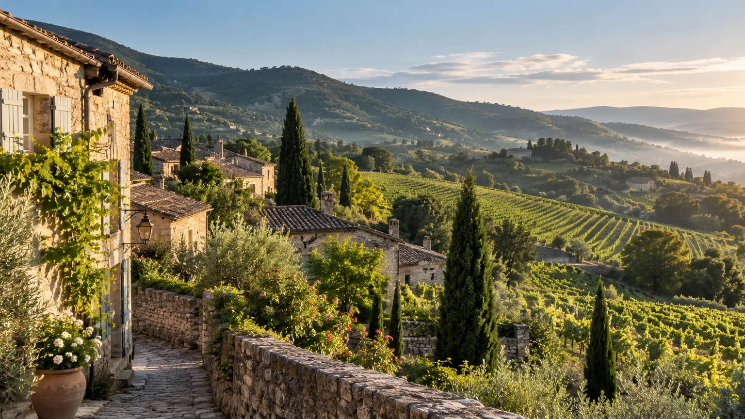 Illustration photographique IA d’un paysage inspiré de la région Bourgogne-Franche-Comté