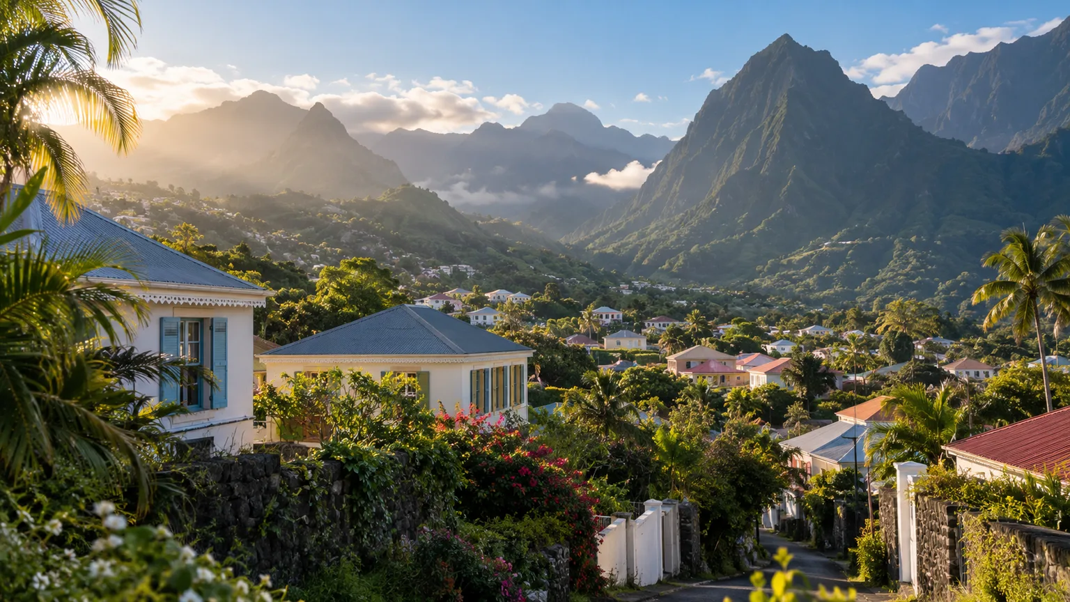 Illustration photographique IA d’un paysage inspiré de la région La Réunion