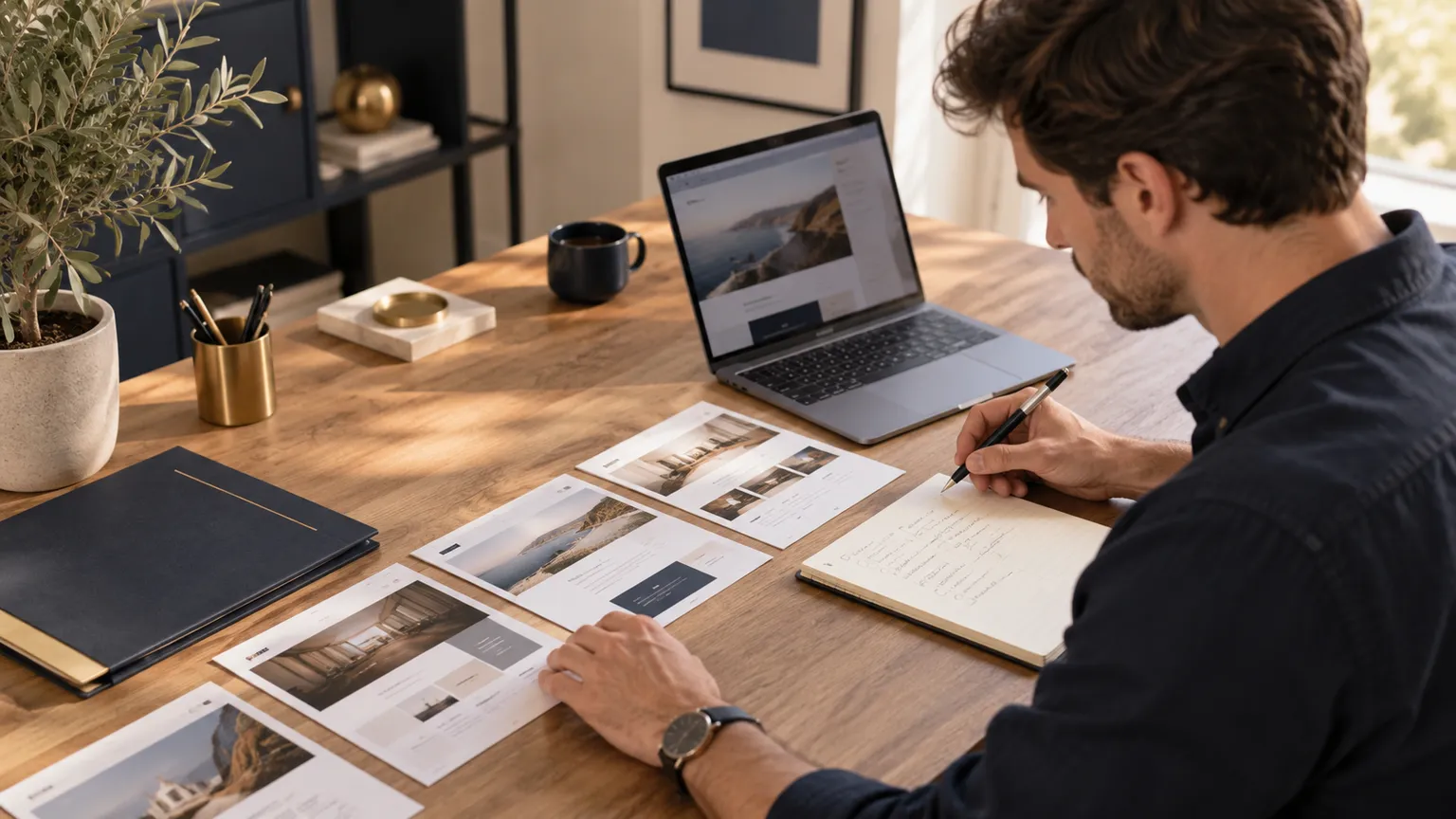 Illustration IA : Un technicien fictif contrôle des pages et un registre d’indexation