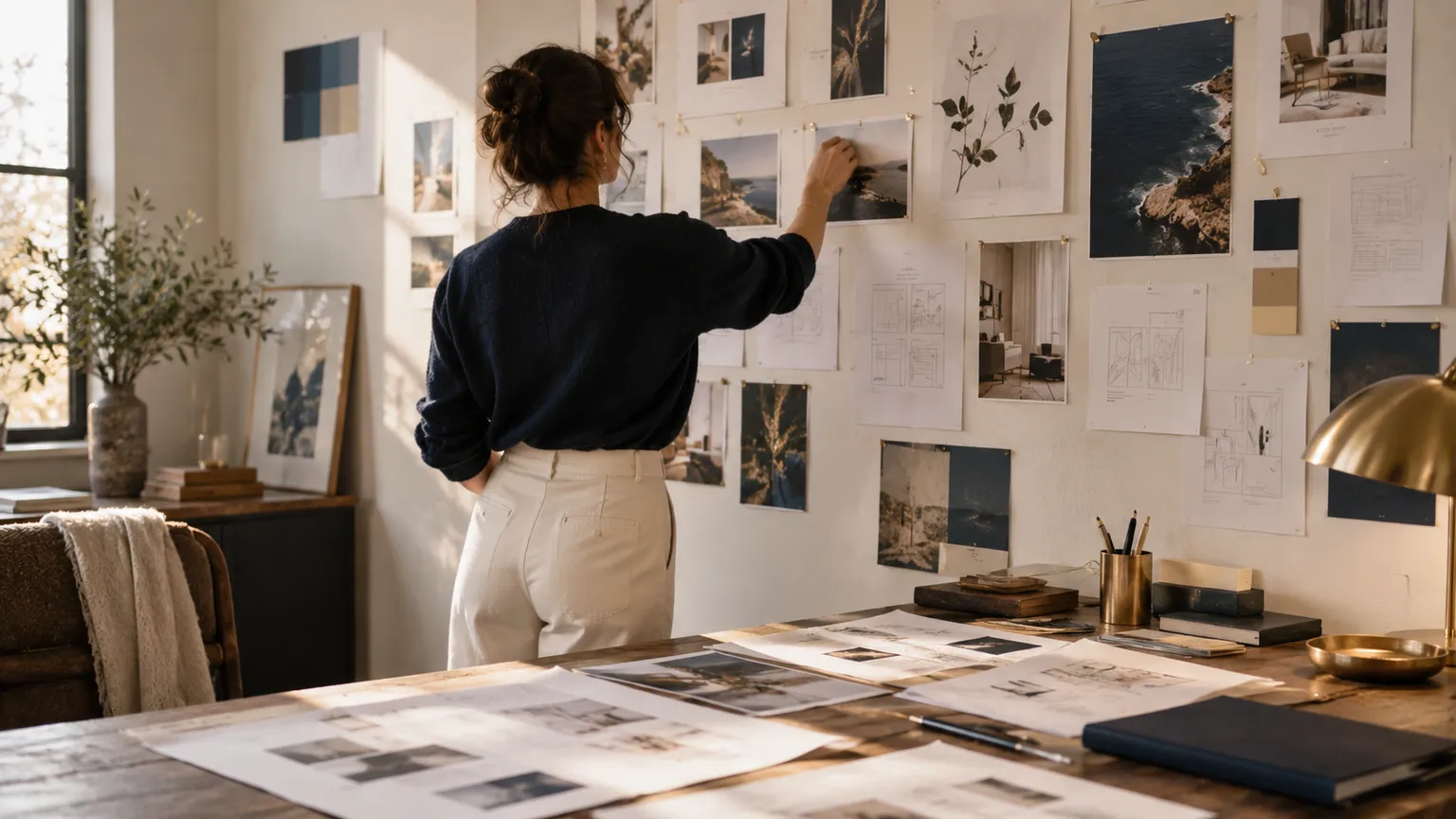 Illustration IA : Une designer fictive organise la nouvelle arborescence d’un site